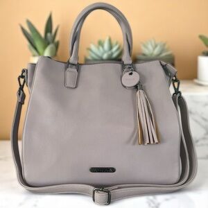 Namaste Minimalist Purple Satchel with Structured Design and Tassel Charm New